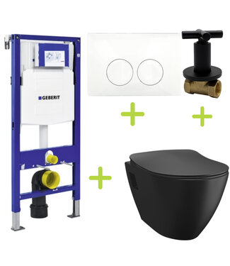 GEBERIT Geberit toiletset Zwart UP100 - Hangtoilet TP325 met bidet Zwart  mat bidet incl. soft close toiletbril