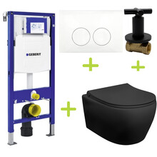 Geberit toiletset Zwart UP100 - Randloos Hangtoilet Aloni met bidet Zwart mat bidet incl. soft close toiletbril