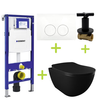 GEBERIT Geberit toiletset Zwart UP100 - Hangtoilet Freedom met bidet zwart mat bidet incl. soft close toiletbril