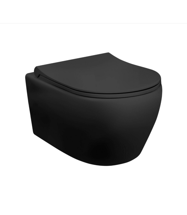 Creavit toiletset Zwart - Hangtoilet Aloni met bidet zwart mat bidet incl. soft close toiletbril