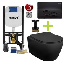 Creavit toiletset Zwart - Hangtoilet Aloni met bidet zwart mat bidet incl. soft close toiletbril