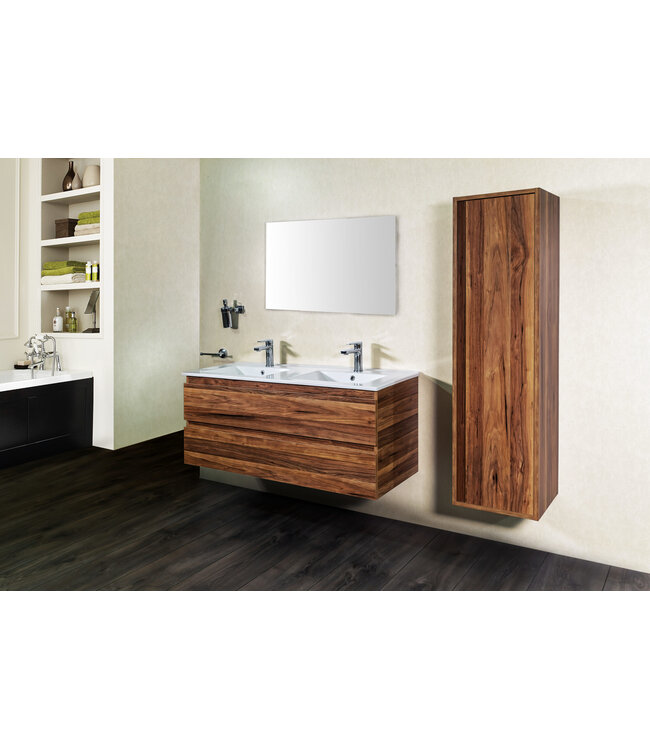 Wastafelonderkast Sally Walnoot 120cm 118x45,5x50cm 2x Softclose lades MDF Voorgemonteerd