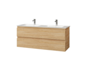 Wastafelonderkast Sally Hoogglans Wit 120cm 118x45,5x50cm 2x Softclose lades MDF Voorgemonteerd