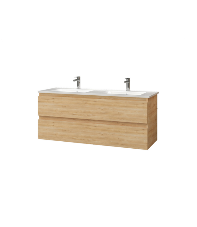 Wastafelonderkast Sally Hoogglans Wit 120cm 118x45,5x50cm 2x Softclose lades MDF Voorgemonteerd
