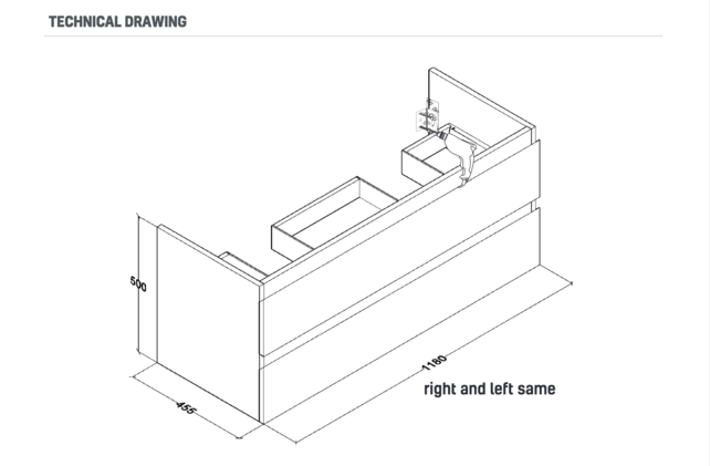 Wastafelonderkast Sally Hoogglans Wit 120cm 118x45,5x50cm 2x Softclose lades MDF Voorgemonteerd