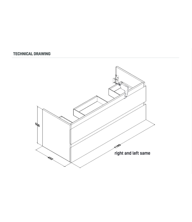Wastafelonderkast Sally Hoogglans Wit 120cm 118x45,5x50cm 2x Softclose lades MDF Voorgemonteerd