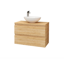 Wastafelonderkast Sally Hoogglans Wit 80cm 76x45,5x50cm 2x Softclose lades MDF Voorgemonteerd