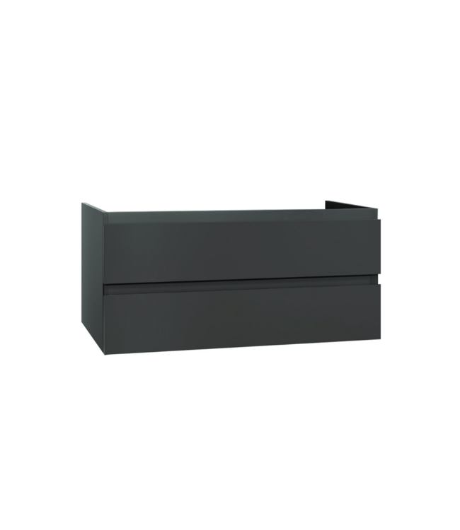 Wastafelonderkast Sally Mat Zwart 120cm 118x45,5x50cm 2x Softclose lades MDF Voorgemonteerd