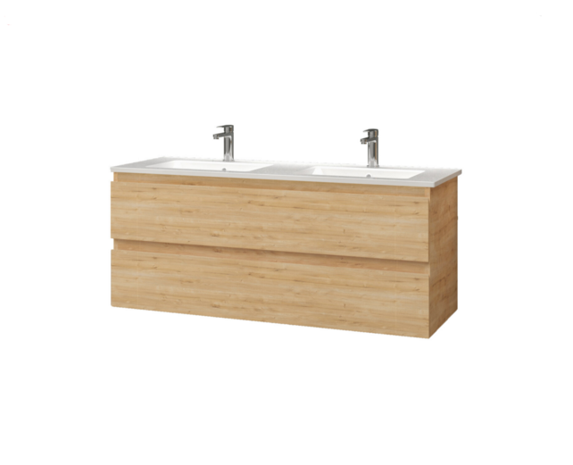 Wastafelonderkast Sally Mat Zwart 120cm 118x45,5x50cm 2x Softclose lades MDF Voorgemonteerd