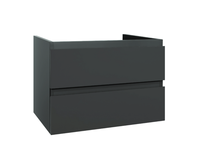 Wastafelonderkast Sally Mat Zwart 80cm 76x45,5x50cm 2x Softclose lades MDF Voorgemonteerd