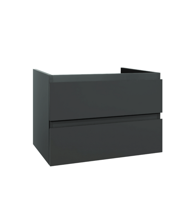 Wastafelonderkast Sally Mat Zwart 80cm 76x45,5x50cm 2x Softclose lades MDF Voorgemonteerd