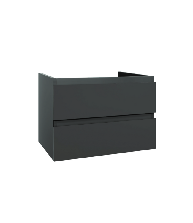 Wastafelonderkast Sally Mat Zwart 80cm 76x45,5x50cm 2x Softclose lades MDF Voorgemonteerd