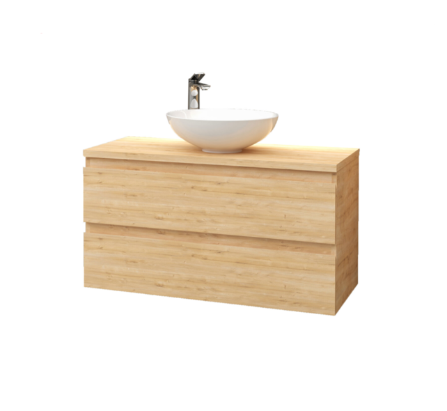 Wastafelonderkast Sally Mat Grijs 100cm 96x45,5x50cm 2x Softclose lades MDF Voorgemonteerd