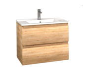 Wastafelonderkast Sally Mat Grijs 60cm 56x45,5x50cm 2x Softclose lades MDF Voorgemonteerd