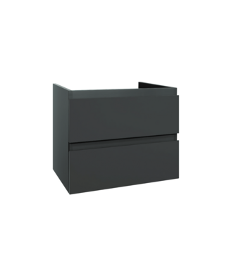 CREAVIT Wastafelonderkast Sally Mat Grijs 60cm 56x45,5x50cm 2x Softclose lades MDF Voorgemonteerd