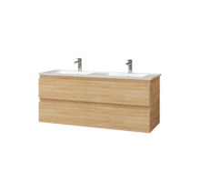 Wastafelonderkast Sally Hoogglans Grijs 120cm 118x45,5x50cm 2x Softclose lades MDF Voorgemonteerd