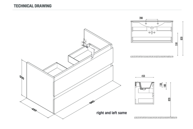 Wastafelonderkast Sally Hoogglans Grijs 100cm 96x45,5x50cm 2x Softclose lades MDF Voorgemonteerd