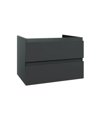 CREAVIT Wastafelonderkast Sally Hoogglans Grijs 80cm 76x45,5x50cm 2x Softclose lades MDF Voorgemonteerd