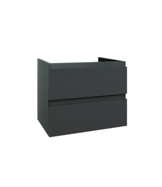 CREAVIT Wastafelonderkast Sally Hoogglans Grijs 60cm 56x45,5x50cm 2x Softclose lades MDF Voorgemonteerd