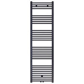 Handdoekradiator 180x40 cm Zwart Mat Geborsteld 699  Watt Midden aansluiting - Links Rechts