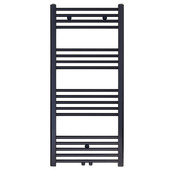 Handdoekradiator 120x40 cm Zwart Mat Geborsteld 458 Watt Midden aansluiting - Links Rechts
