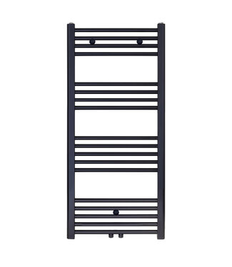 BELRAD Handdoekradiator 120x40 cm Zwart Mat Geborsteld 458 Watt Midden aansluiting - Links Rechts
