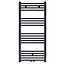 BELRAD Handdoekradiator 120x40 cm Zwart Mat Geborsteld 458 Watt Midden aansluiting - Links Rechts