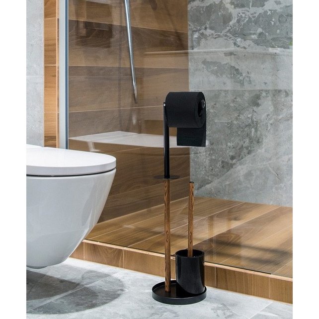 Toiletbutler Staand 18x19.5x64.7cm Zwart/Bruin