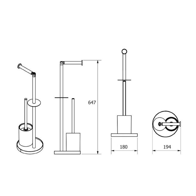 Toiletbutler Staand 18x19.5x64.7cm Zwart/Bruin