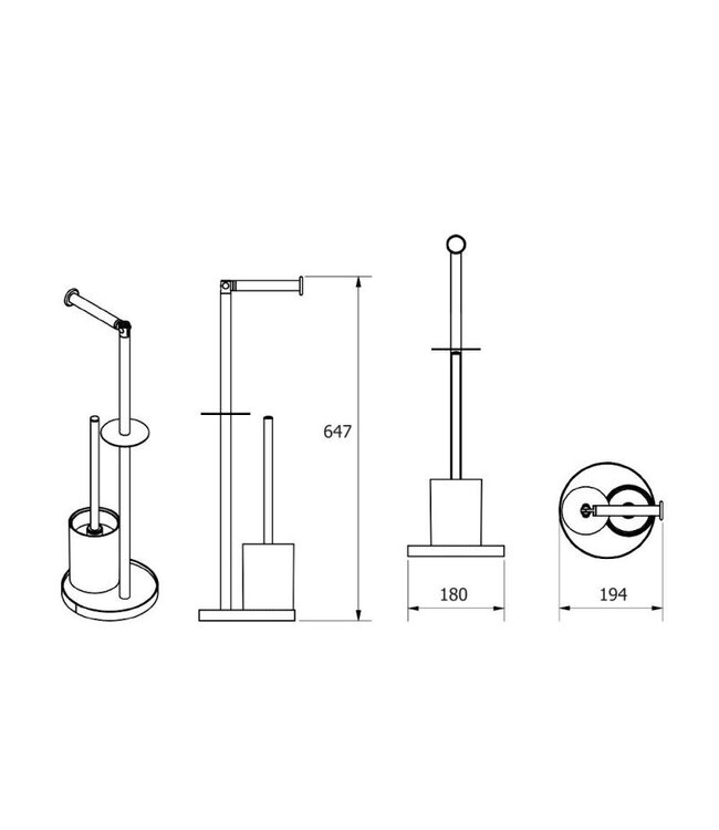 Toiletbutler Staand 18x19.5x64.7cm Zwart/Bruin