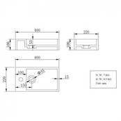 Fonteinset Nila Koper Solid Surface Rechts 40x22x10cm Toiletkraan clickwaste Sifon Koper