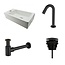 SaniPRO Fonteinset Rhea Rechthoek Links 36.5x18x9cm Toiletkraan Hendel Clickwaste Sifon Mat Zwart