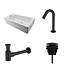 Fonteinset Rhea Rechthoek Links 36.5x18x9cm Toiletkraan Hendel Clickwaste Sifon Mat Zwart