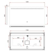 Badkamerspiegel Ambi 120x60cm Geintegreerde LED Verlichting Verwarming Anti Condens Touch Lichtschakelaar Dimbaar Badkamerspiegel Ambi 120x60cm Geintegreerde LED Verlichting Verwarming Anti Condens Touch Lichtschakelaar Dimbaar