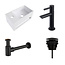 Fonteinset Yano Solid Surface Links 36x20x16cm Toiletkraan Hendel Clickwaste Sifon Mat Zwart