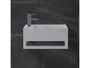 Fontein Toilet Betonlook Kraangat Links met handdoekhouder - Toiletmeubel WC Solid Surface 36x16cm