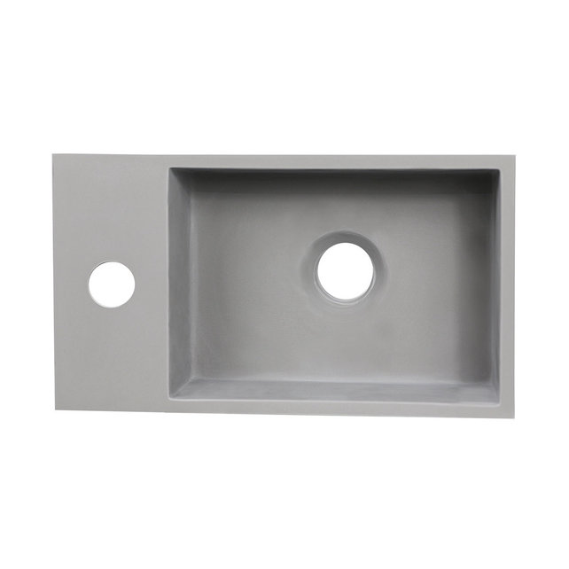 Fontein Toilet Betonlook Kraangat Links met handdoekhouder - Toiletmeubel WC Solid Surface 36x16cm Fontein Toilet Betonlook Kraangat Links met handdoekhouder - Toiletmeubel WC Solid Surface 36x16cm