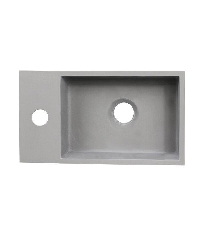 Fontein Toilet Betonlook Kraangat Links met handdoekhouder - Toiletmeubel WC Solid Surface 36x16cm