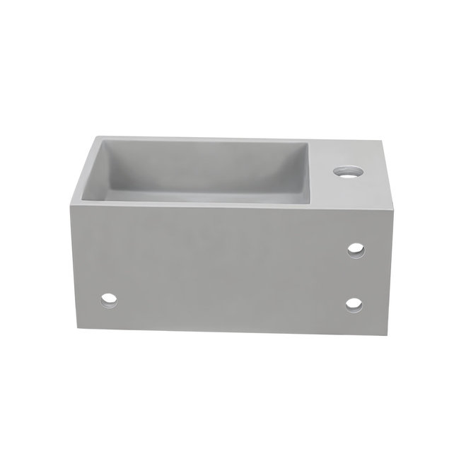 Fontein Toilet Betonlook Kraangat Links met handdoekhouder - Toiletmeubel WC Solid Surface 36x16cm Fontein Toilet Betonlook Kraangat Links met handdoekhouder - Toiletmeubel WC Solid Surface 36x16cm