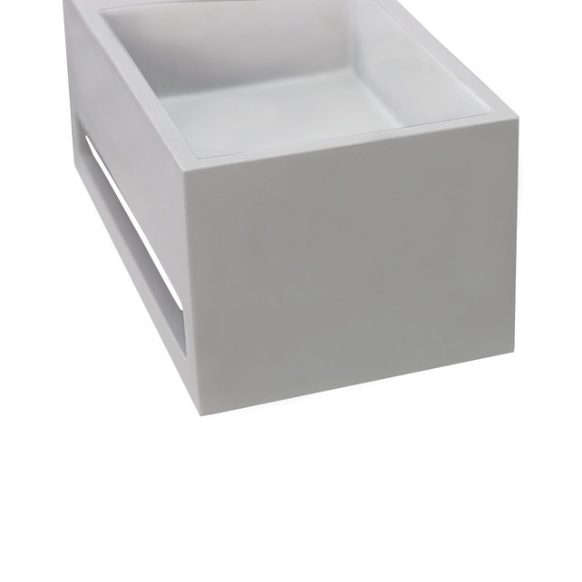Fontein Toilet Betonlook Kraangat Links met handdoekhouder - Toiletmeubel WC Solid Surface 36x16cm Fontein Toilet Betonlook Kraangat Links met handdoekhouder - Toiletmeubel WC Solid Surface 36x16cm