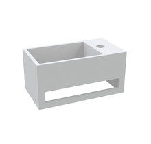 Fontein Toilet Betonlook Kraangat Links met handdoekhouder - Toiletmeubel WC Solid Surface 36x16cm