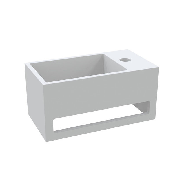 Fontein Toilet Betonlook Kraangat Links met handdoekhouder - Toiletmeubel WC Solid Surface 36x16cm Fontein Toilet Betonlook Kraangat Links met handdoekhouder - Toiletmeubel WC Solid Surface 36x16cm