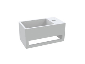 Fontein Toilet - Toiletmeubel Wc Solid Surface - Mat Wit Links 36x16 cm