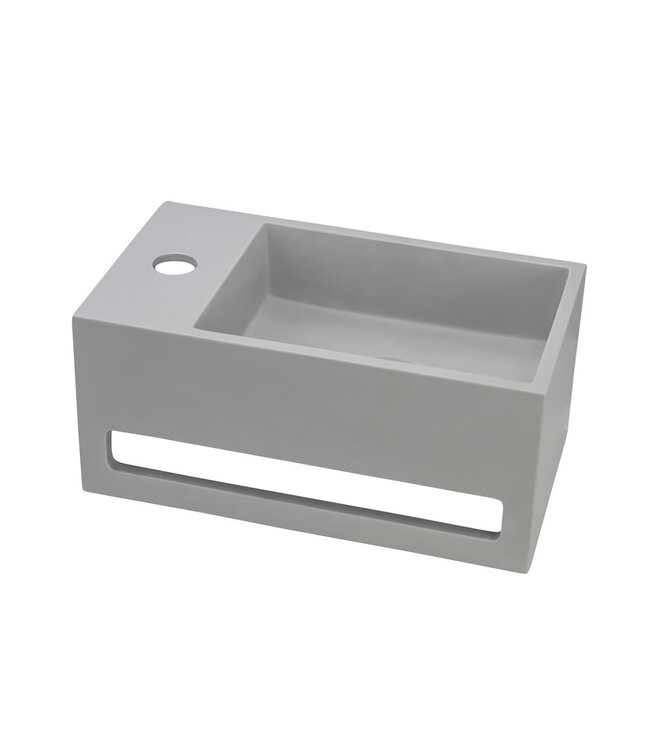 Fontein Toilet - Toiletmeubel Wc Solid Surface - Mat Wit Links 36x16 cm