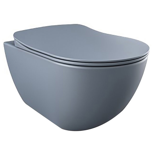 Creavit FE322 Randloos Hangtoilet met Bidet Mat Antraciet met softclose toiletbril 51x35,5x29cm Creavit FE322 Randloos Hangtoilet met Bidet Mat Antraciet met softclose toiletbril 51x35,5x29cm