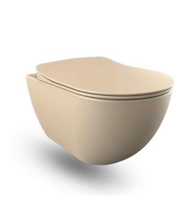 Creavit FE322 Randloos Hangtoilet met Bidet Mat Antraciet met softclose toiletbril 51x35,5x29cm