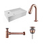 Fonteinset Nila Koper Solid Surface Links 40x22x10cm Toiletkraan clickwaste Sifon Koper