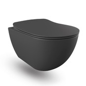 Creavit toiletset Antraciet - Randloos Hangtoilet Freedom met bidet Antraciet mat bidet incl. soft close toiletbril