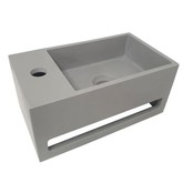 Fontein Toilet Mat Zwart Kraangat Links met handdoekhouder - Toiletmeubel WC Solid Surface 36x16cm