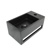 Fontein Toilet - Toiletmeubel WC Solid Surface 36x16cm - Mat Zwart Links